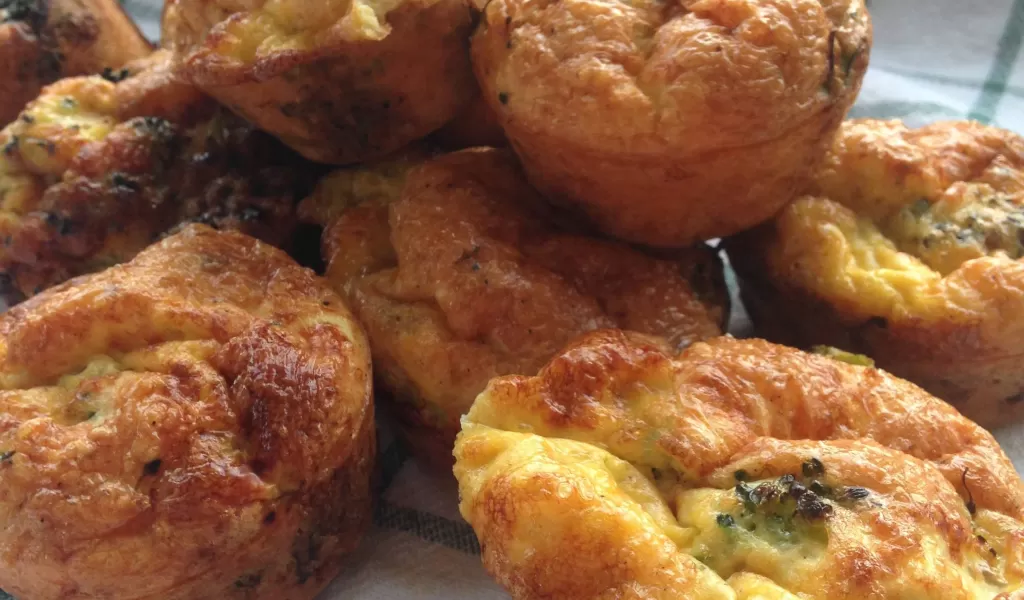 Double Gloucester Cheese, Broccoli & Egg Muffins